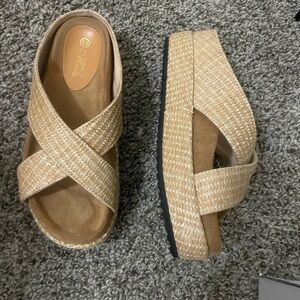 Mata Shoes Beige Espadrille Wedges